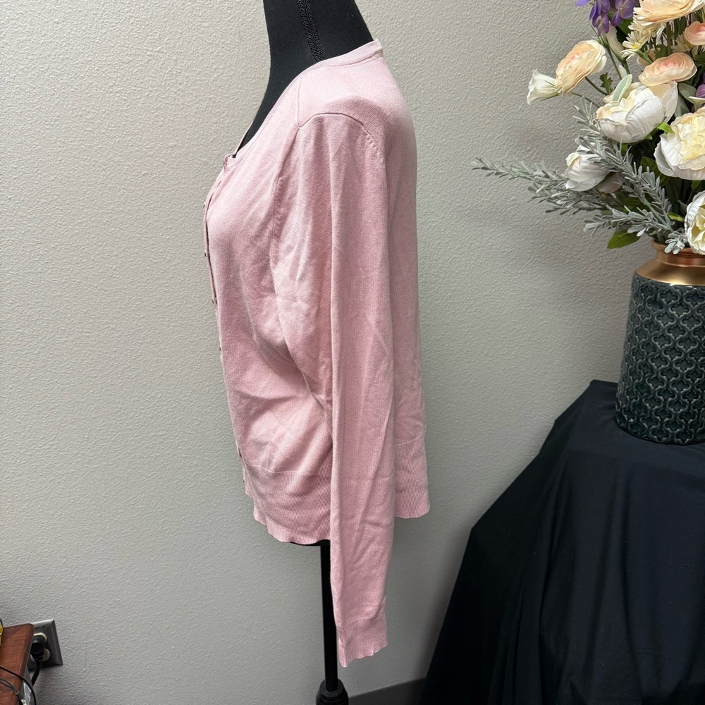 White House Black Market Pink Lightweight Button Cardigan Sweater XL Spring - Picture 3 of 8